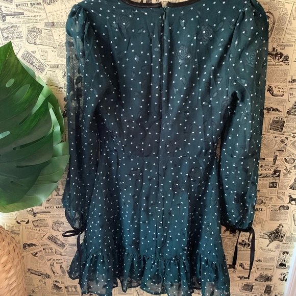 Moon river Forest Green Polka Dot Print Dress XS - Picture 7 of 13